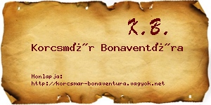 Korcsmár Bonaventúra névjegykártya